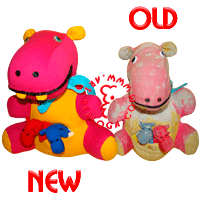 Restoration and cloning stuffed hippo.